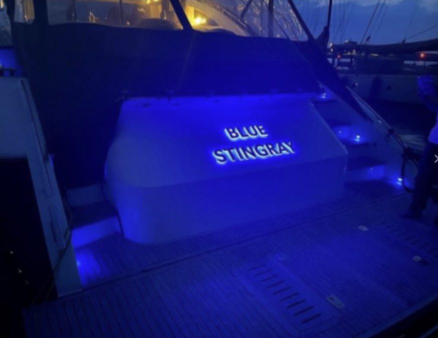 Nice lettering with beautiful blue LED lighting